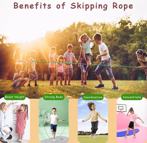 Vista 5 de Cuerda de saltar para niños, niñas y niños, cuerdas de saltar suaves con cuentas, cuerda de saltar ajustable, cuerda segmentada sin enredos
