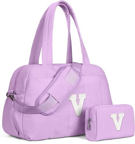 Vista 66 de Bolsa de lona Vogewood, bolsas personalizadas de fin de semana para mujer, bolsas de viaje con estuche de maquillaje, regalos de cumpleaños, Beige