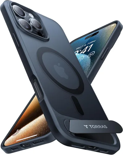 Vista 8 de TORRAS Funda magnética y soporte mejorados para iPhone 14 Pro [probada en caídas de grado militar] [compatible con MagSafe] Funda delgada y ligera