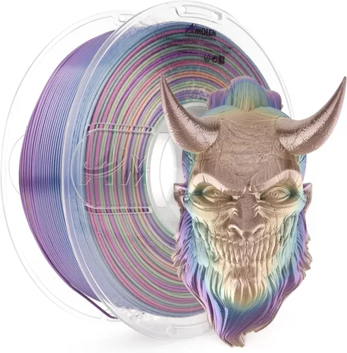 AMOLEN Filamento PLA de Seda para Impresora 3D, Filamento PLA Kingfisher Rainbow Multicolor Brillante 1.75mm, Filamento de Impresión 3D PLA con