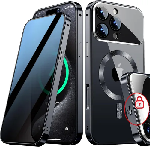 Vista 10 de [Protección completa de la cámara y bloqueo mecánico] Funda magnética de privacidad para iPhone 13 [compatible con MagSafe] [anillo de metal CD]