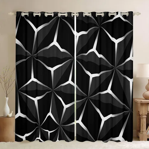 Vista 41 de Cortinas de ventana con diseño de panal para niños, hombres y niñas, diseño geométrico moderno con temática hexagonal, para dormitorio, sala
