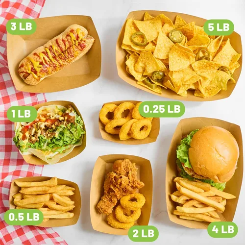 Vista 6 de ZORRITA Bandejas pequeñas de papel de 1 libra – Paquete de 100 botes desechables para alimentos, soportes de comida de papel kraft marrón