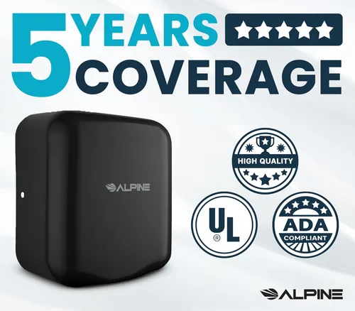 Vista 3 de Alpine Secadores de manos automáticos para baños, secador de manos eléctrico de acero inoxidable comercial de alta velocidad de 110-120V, opciones