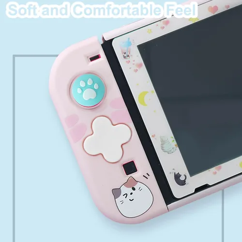 Vista 4 de Jusy Cross D-Pad - Juego de botones y empuñaduras para el pulgar, compatible con Nintendo SwitchOLEDSwitch Lite, bonitas tapas de silicona suave 3D