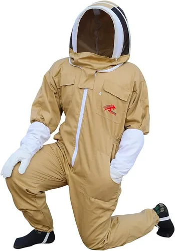 Vista 6 de Euphoric Polly Traje de abeja de algodón, traje de apicultura de velo de esgrima, traje de apicultor a prueba de picaduras, traje de guardián