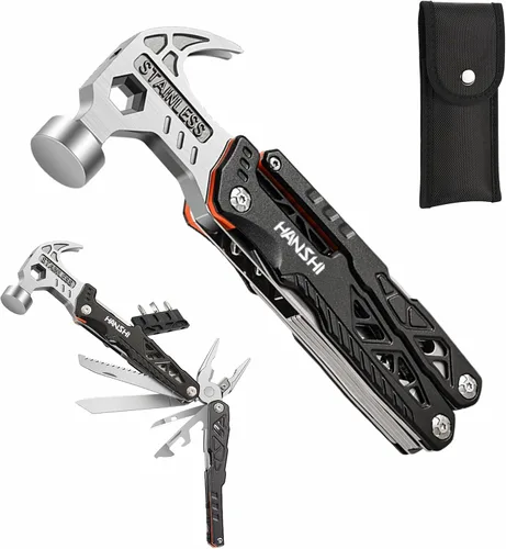 Vista 19 de HANSHI Llave Ajustable Mejorada Martillo Multiherramienta con Cortadores de Alambre Reemplazables de Acero de Tungsteno YG10 para Hombres, Cuchillo