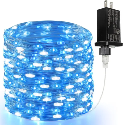 Vista 32 de Guirnalda de luces LED enchufables de 33 pies, impermeable, para exteriores e interiores, 8 modos con temporizador, luz de Navidad, decoración