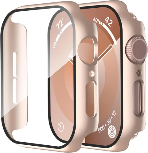 Vista 16 de Smiling Paquete de 2 fundas compatibles con Apple Watch Serie 3/Serie 2 de 1.49 pulgadas, protector de pantalla vidrio templado, carcasa rígida