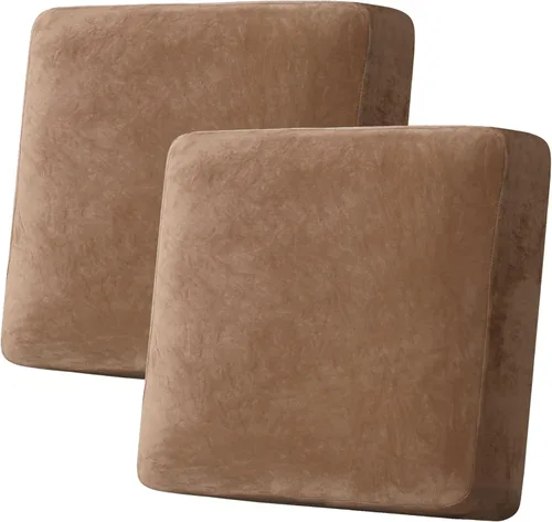 Vista 194 de H.VERSAILTEX - 4 fundas elásticas de terciopelo para cojín de sofá modular en forma de L (sofá grande de 3 plazas + 1 diván, color marfil)