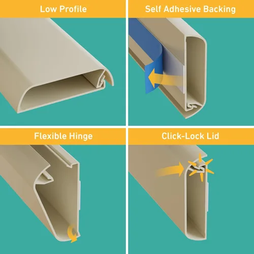 Vista 2 de D-Line Ocultador de Cables para Soporte de Pared de TV, Oculta Cables de TV Montada, Cubiertas de Cables, Cubierta Autoadhesiva para Cables