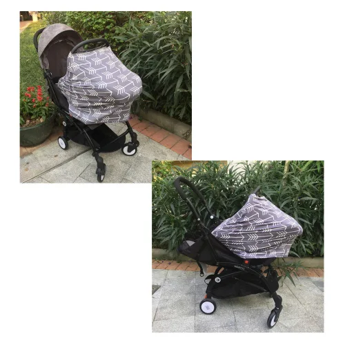 Vista 5 de Funda de lactancia para bebés, funda de asiento de coche versátil para recién nacido, gris con flecha blanca
