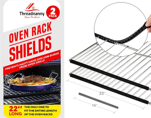 Vista 12 de Protector de Rejilla de Horno de Silicona, Extra Largo de 22" Rojo (Paquete de 2), Ajuste de Longitud Completa en Hornos de Tamaño Estándar