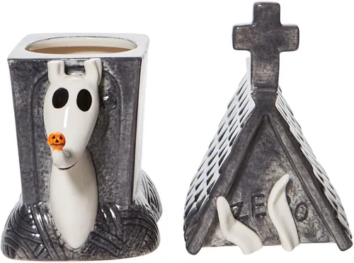 Vista 2 de Department 56 Disney Ceramics The Nightmare Before Christmas Zero in Dog House - Tarro esculpido para galletas, 13.75 pulgadas, multicolor