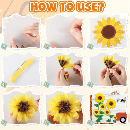 Vista 4 de Tablero de anuncios de girasol de otoño 3D para aula, bordes a cuadros marrones con papel de otoño 3D, girasol, nos encanta el otoño, sobre todo
