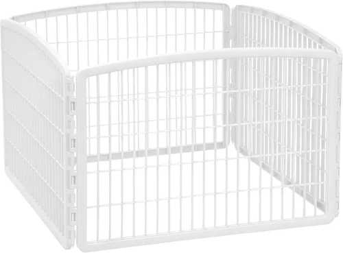 Vista 4 de IRIS USA Corralito para mascotas de ejercicio de 4 paneles de 24 pulgadas, corral para cachorros y perros pequeños y medianos, mantiene a las Gris
