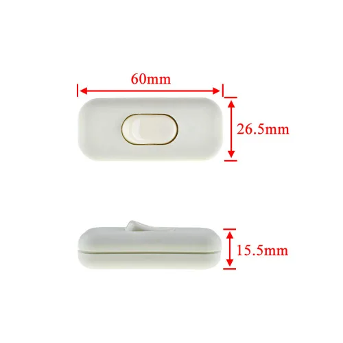 Vista 4 de HAHIYO Interruptor de cable en línea 6A 250V, botón basculante, interruptor de control de alimentación de doble polo, diseño de cableado compacto