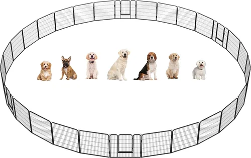 Vista 24 de Yaheetech Corralito para perros, 24 pulgadas, 2 paneles, corral para perros para interiores, resistente, corral de ejercicio para cachorros, valla