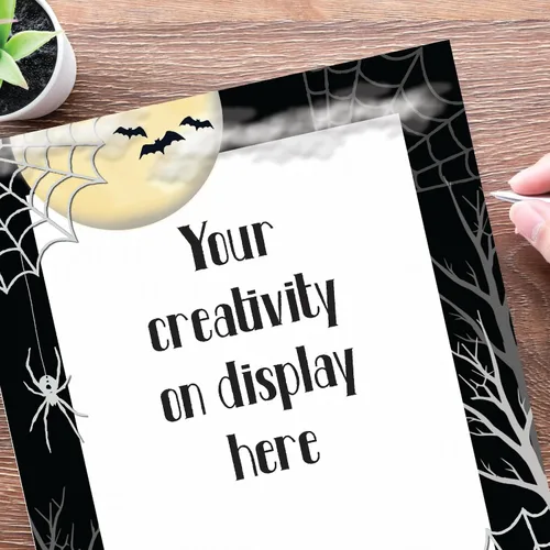 Vista 5 de Image Shop Creepy Web Halloween Papel para impresora láser y de inyección de tinta con membrete (25 unidades), negro, blanco, amarillo