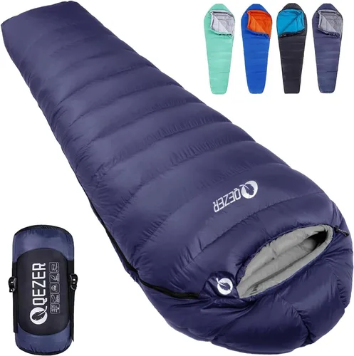Down Sleeping Bag for Adults, 0 Degree Warm Winter Mummy Lightweight Compact Outdoor Sleeping Bag for Camping Backpacking Hiking, Cold and Warm