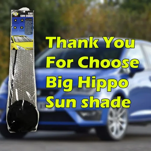 Vista 7 de Protector contra el sol sombra para la ventana del auto. Un accesorio de Big Hippo que mantendrá tu auto más fresco y protegiéndolo de los rayos UV.