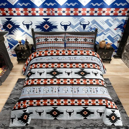 Vista 51 de Juego de ropa de cama con relleno de edredón con diseño de caballo y atrapasueños para niños, adolescentes y hombres, juego de edredón con estampado