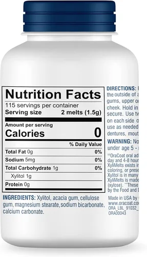 Vista 6 de Oracoat XyliMelts - Discos hidratantes para la boca seca, sin azúcar con xilitol, 230 unidades, sabor ligeramente dulce, alivio de 8 horas
