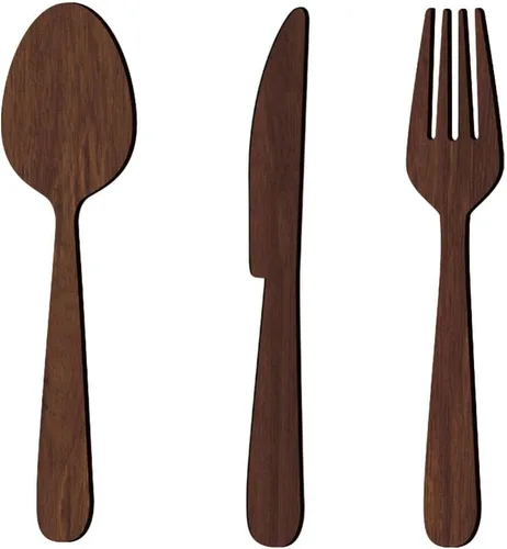 Vista 10 de ABOOFAN Decoración rústica de madera para colgar en la pared de la cocina, tenedor, cuchara, cuchillo para el hogar