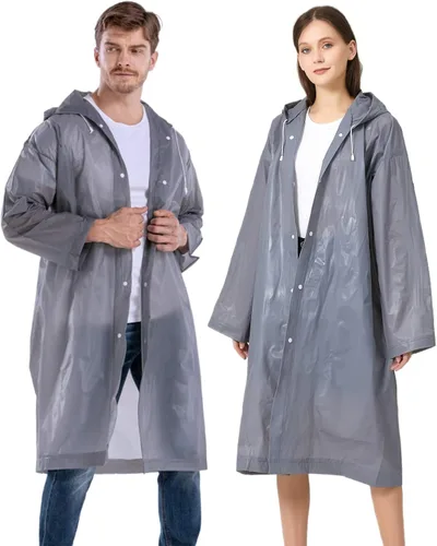 Vista 18 de Ponchos de lluvia para adultos reutilizables, paquete de 2 a 5 impermeables para mujeres y hombres, abrigo impermeable con capucha con cordón