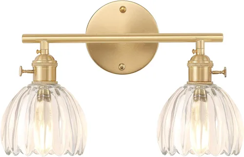 Vista 39 de Shenmoyl Lámparas de baño, lámpara de pared de 2 luces para tocador sobre espejo con pantalla de vidrio tulipán blanco para dormitorio, sala