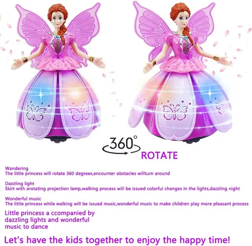 Vista 4 de Dancing Robot for Kids Toddles with Music and LED Projection Girls Rotate Walk Electric Dolls- RC Automatically Avoid Obstacles Baby Toys