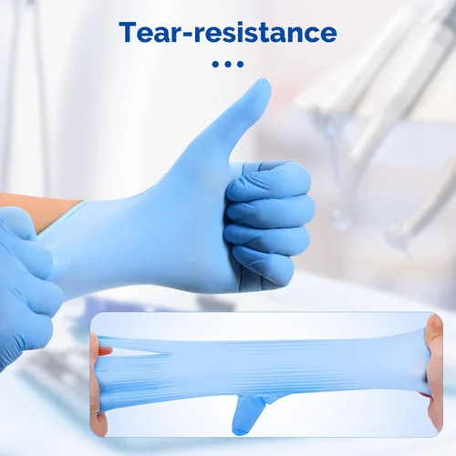 Vista 4 de JMU Guantes desechables azules de nitrilo para examen, pequeños, 200 unidades, 3.5 mil, sin látex, guantes médicos sin polvo