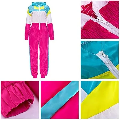Vista 2 de EOSIEDUR Sudadera con capucha para mujer con cremallera rompevientos cintura elástica pantalones de una pieza conjunto deportivo