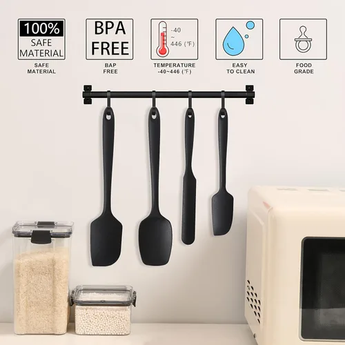 Vista 4 de Juego de espátulas de silicona, 4 espátulas de goma resistentes al calor para cocinar antiadherente, hornear, mezclar, espátula, espátula, espátula