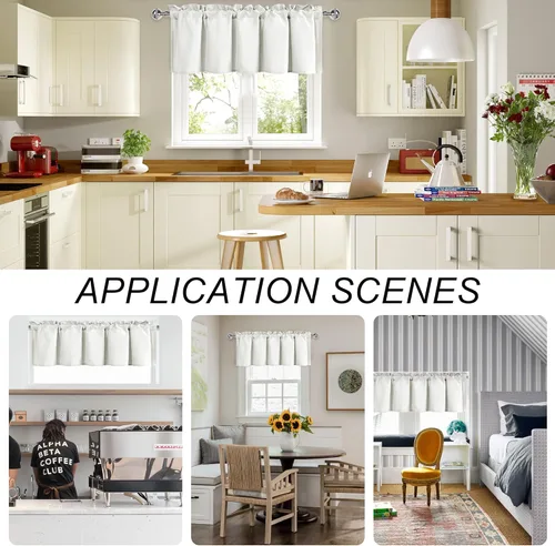 Vista 2 de DWCN Cenefa para ventanas, cenefa de cortina de cocina, cenefa corta sólida, con bolsillo para barra, cortinas para ventana de baño/sótano, 1 panel