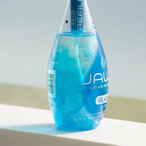 Vista 3 de JAWS Botella limpiadora de vidrio con 2 cápsulas de recarga. Suministros de limpieza recargables
