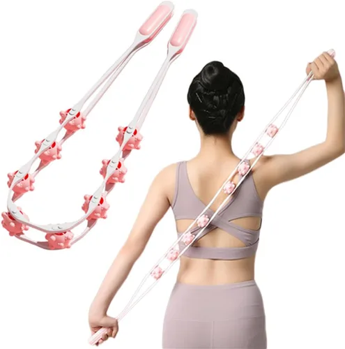 Vista 8 de Cuerda de rodillo de masaje manual de espalda, rodillo de bola de masaje de mano, rodillo de masaje anticelulitis, rodillo de fascia correa