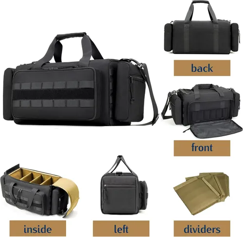 Vista 8 de Bolsa de Tiro para Munición de Pistola, Estuche de Arma L para Transportar 5+ Pistolas, Accesorios de Equipo Táctico con Cremallera con Seguro