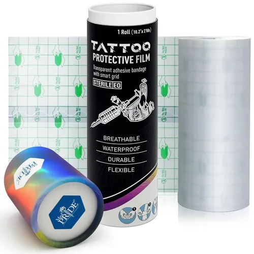 MED PRIDE Película de protección de tatuaje transpirable, envoltura impermeable para tatuajes de 10.2 pulgadas x 2 yardas, adhesivo fuerte, cinta