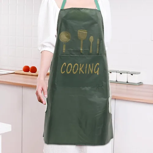 Vista 8 de Yardwe 2pcs Waterproof Kitchen Aprons Set Wear-resistant Polyester Cooking Aprons with Hand Wiping Function Oil-proof Household for Unisex Use in