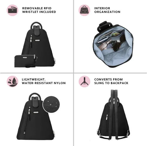 Vista 4 de Baggallini Mochila Metro para mujer con pulsera RFID para teléfono, Portobello Shimmer, talla única
