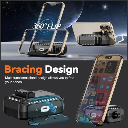 Vista 3 de Funda para AirPods Pro de 2ª Generación con Soporte para Teléfono, Protección Completa contra Caídas con Diseño de Interruptor Automático a Presión