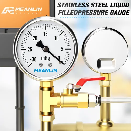 Vista 34 de MEANLIN MEASURE - Vacuómetro de presión de vacío de acero inoxidable, esfera con cara de 2.5 pulgadas, NPT de 1/8 de pulgada, montaje trasero