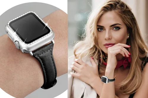 Vista 6 de Secbolt Bling Case - Funda compatible con Apple Watch de 1.496, 1.575, 1.654 y 1.732 pulgadas, con protector de pantalla de vidrio templado