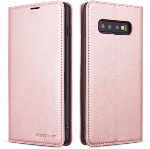 Vista 15 de QLTYPRI Funda para Samsung Galaxy S8, funda de piel sintética premium TPU parachoques con tarjetero Kickstand adsorción magnética oculta a prueba