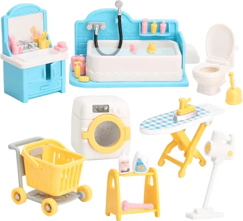 Juego de muebles de casa de muñecas para niños, accesorios para casa de muñecas en miniatura, juguetes de juego de simulación para niños y niñas