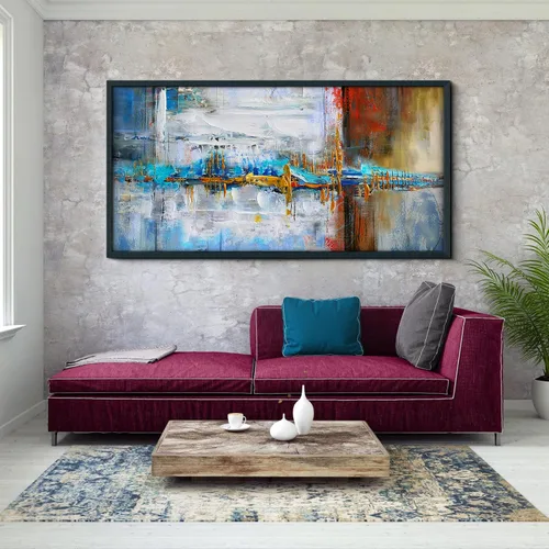 Vista 2 de yiijeah Lienzo abstracto grande para pared, decoración para sala de estar, dormitorio, imagen abstracta, blanco y gris, decoración moderna