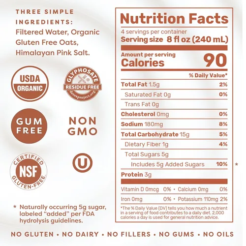 Vista 2 de MALK Leche de Avena (32 oz, Paquete de 6) Leche de Avena Orgánica Original Estable en Estantería, Sin OGM, Sin Lácteos, Vegana, a Base de Plantas