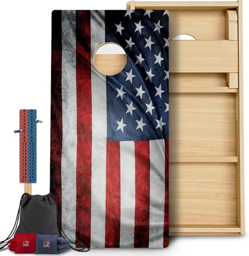 Vista 111 de BackYardGamesUSA Juego de tablas de Cornhole Pro Fabricado en Estados Unidos Abedul báltico 3/4 Sin rebote Patas triples gruesas Dos 2