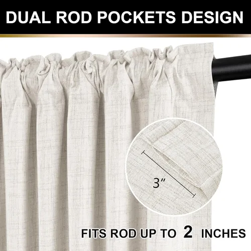 Vista 4 de 100% Blackout Shield Cortinas opacas para dormitorio de 108 pulgadas de largo, juego de 2 paneles, anillos de clipbolsillo para barra, cortinas